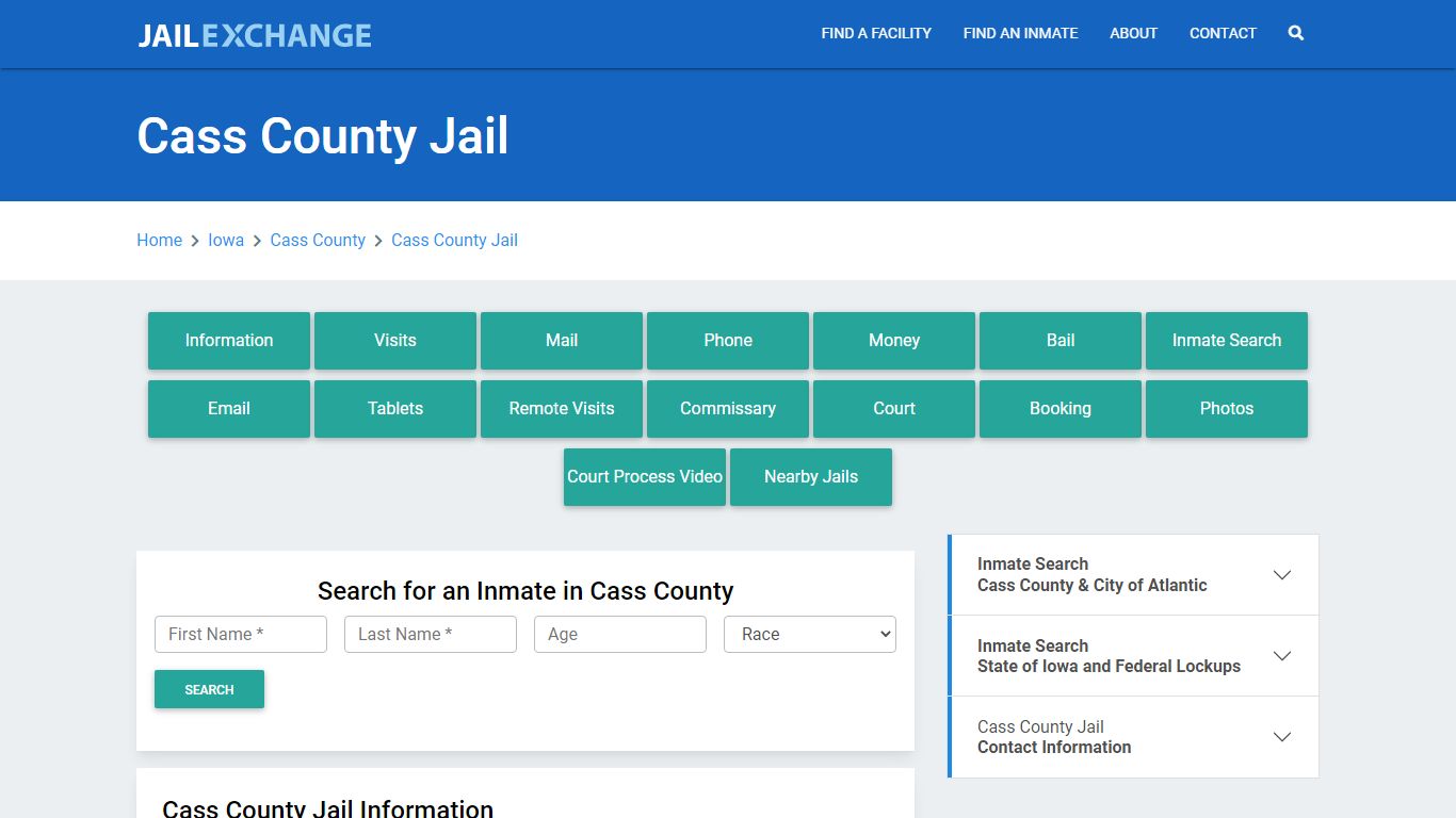 Cass County Jail Roster Lookup, IA, Inmate Search - Jail Exchange